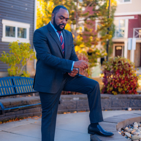 2Pc Chacoal Pinstripe Suit