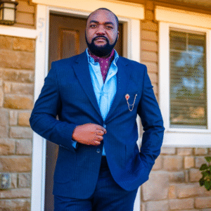 2Pc Navy Pinstripe Suit