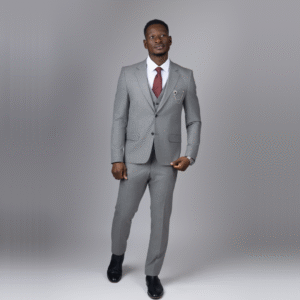 3PC Grey window check suit