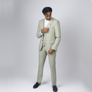 3PC Green Window Check Suit