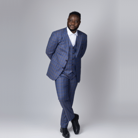 3PC Window Blue Suit
