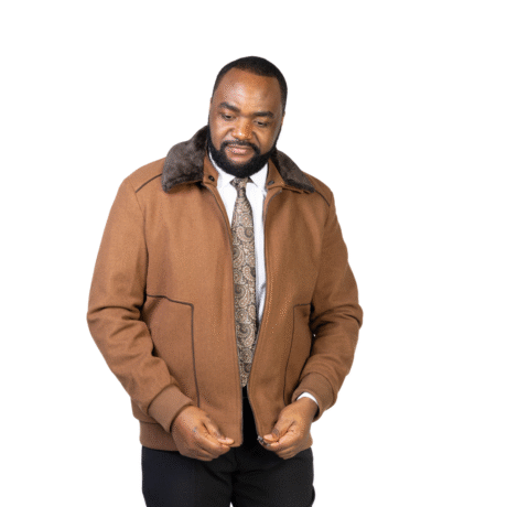 Brown Wool Bomber Jacket