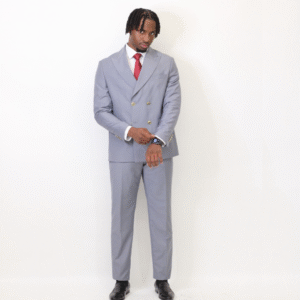 Light Grey Double-breasted 2pc suit with Gold buttons