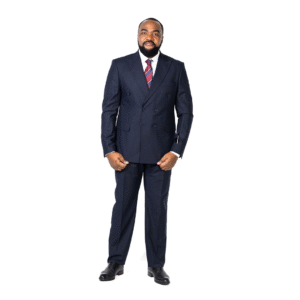 Navy Double-Breasted Peak-Lapel Suit