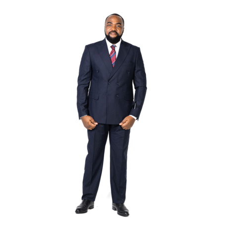 Navy Double-Breasted Peak-Lapel Suit