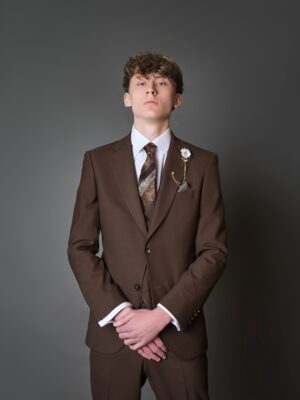 Coffee-Brown 3-Piece Suit- Notch Lapel
